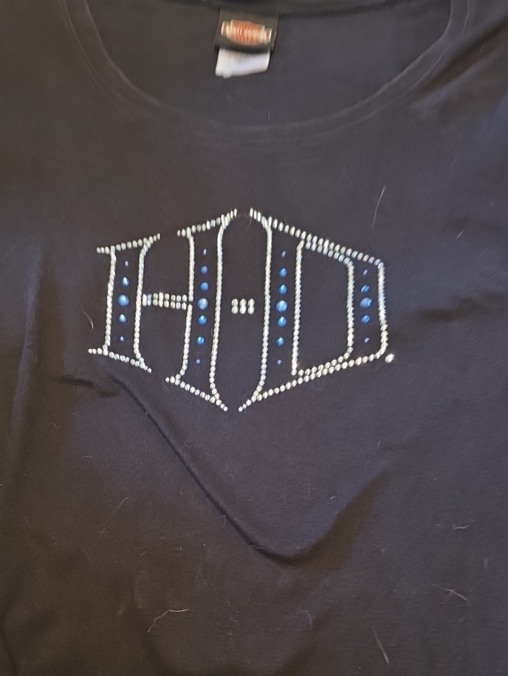 Black Rhinestone H-D Monogram Tee